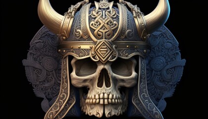 viking skull soldier, digital art illustration, Generative AI