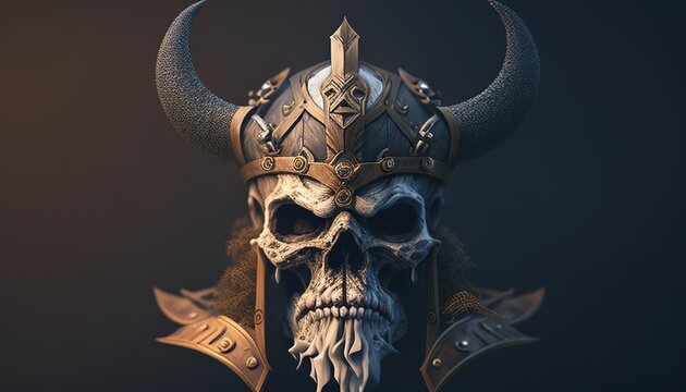 viking skull warrior, digital art illustration, Generative AI