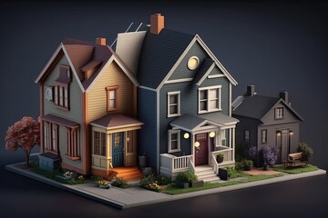 stack of colorful houses built on top of a giant book. Generative AI