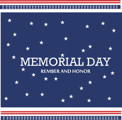 Background blue star white thema memory day.For design banner USA,etc.