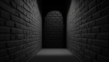 black brick wall with a dark background, digital art illustration, Generative AI