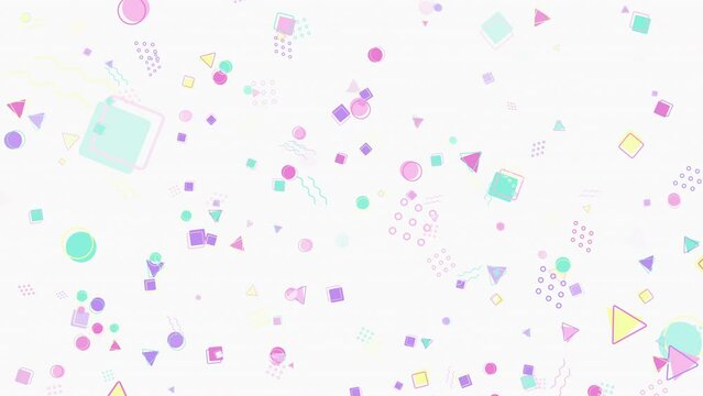 ポップでキュートなグラフィックのアブストラクト背景　ループ　ホワイト　ゆっくり