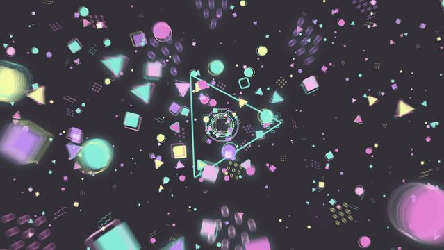 ポップでキュートなグラフィックのアブストラクト背景　ループ　グレー　スピード感のあるワープ