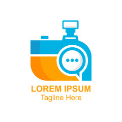 camera chatting logo icon vector design