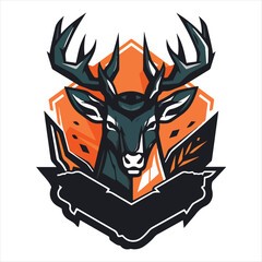 Deer emblem logo. Deer head colored print