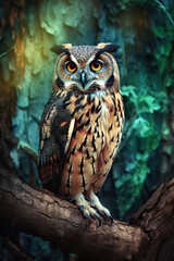 owl enjoying spring, realistic.