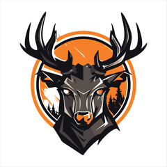 Deer emblem logo. Deer head colored print
