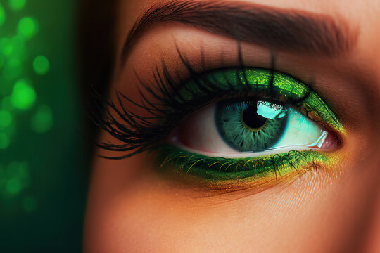 beautiful eye with colorful makeup eyeshadow.