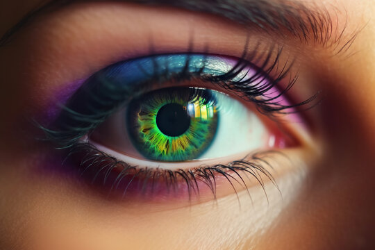 beautiful eye with colorful makeup eyeshadow,.