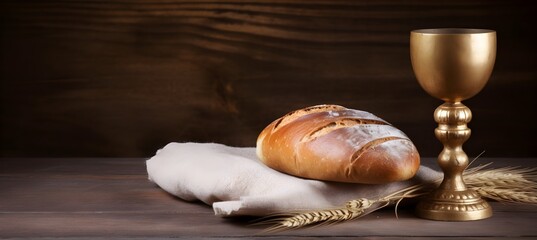 Corpus Christi. Chalice and sacramental bread. "Generative AI"