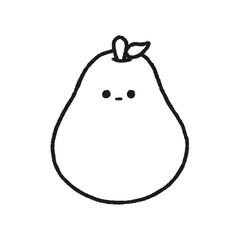 Hand-drawn Cute Line pear, Cute fruit character design in doodle style