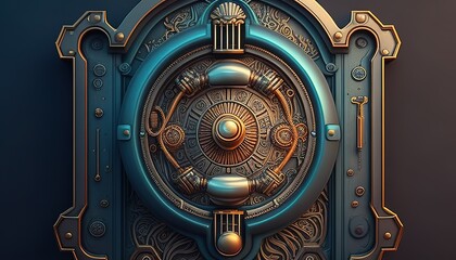 door with time travel theme, digital art illustration, Generative AI