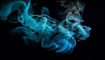 Transparent smoke wave levitates in abstract fantasy generated by AI
