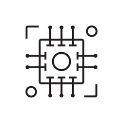 Technology Business and office icon with black outline style. symbol, network, digital, chip, data, graphic, information. Vector illustration