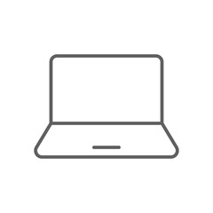 Laptop Business and office icon with black outline style. computer, device, pc, screen, electronic, display, media. Vector illustration
