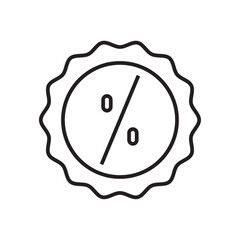 Discount Finance icon with black outline style. shop, percentage, promotion, label, coupon, offer, special. Vector illustration