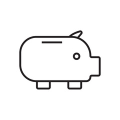 Piggy Bank Finance icon with black outline style. coin, investment, economy, dollar, save, account, deposit. Vector illustration