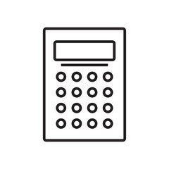 Calculator Finance icon with black outline style. financial, accounting, concept, economy, display, mathematics, math. Vector illustration