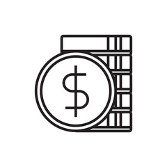 Currency Finance icon with black outline style. payment, cash, investment, exchange, banking, savings, card. Vector illustration