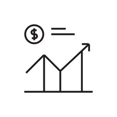 Stock Finance icon with black outline style. finance, arrow, investment, graph, profit, income, up. Vector illustration