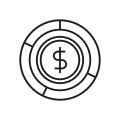 Money Management Finance icon with black outline style. strategy, asset, economy, analysis, income, currency, accounting. Vector illustration