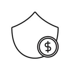 Insurance Finance icon with black outline style. protection, health, safety, shield, security, secure, protect. Vector illustration