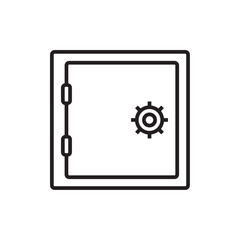 Vault Finance icon with black outline style. protection, secure, safety, box, password, savings, protect. Vector illustration