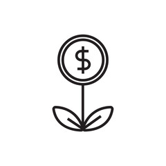 Invest Finance icon with black outline style. bank, finance, dollar, growth, payment, savings, safe. Vector illustration