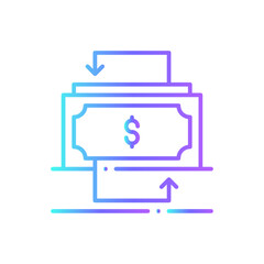 Money Flow Finance icon with blue duotone style. investment, dollar, transfer, profit, exchange, income, trade. Vector illustration