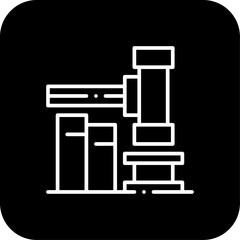 Auction Finance icon with black filled line style. business, bank, safe, law, contract, gavel, balance. Vector illustration