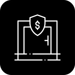 Safe Finance icon with black filled line style. protection, shield, protect, security, safety, guard, lock. Vector illustration
