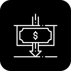 Revenue Finance icon with black filled line style. money, profit, investment, income, payment, analysis, dollar. Vector illustration