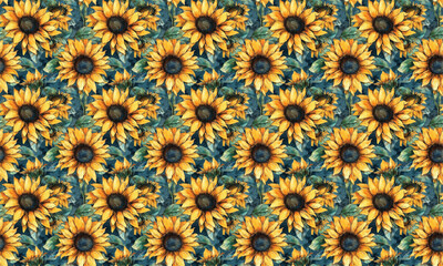 seamless pattern with colorful sunflowers with generative AI