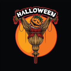 Vector illustration of halloween scarecrow