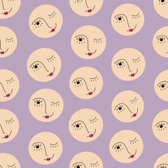 Feminine look, abstract personage, mascot design, funny face, cute icon