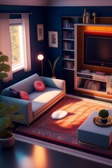 living room with fireplace