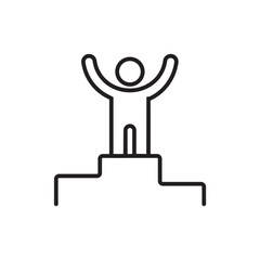 Winner Business people icon with black outline style. success, achievement, award, champion, win, reward, star. Vector illustration