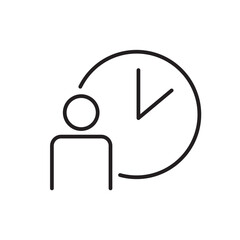Person Hour Business people icon with black outline style. people, work, time, man, job, clock, schedule. Vector illustration