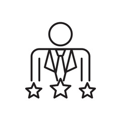 Experience Business people icon with black outline style. star, review, service, rating, survey, satisfaction, opinion. Vector illustration