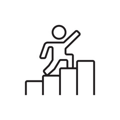 Career Business people icon with black outline style. success, management, goal, development, growth, leadership, progress. Vector illustration
