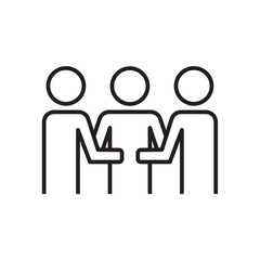 Work Group Business people icon with black outline style. team, partnership, organization, social, meeting, member, corporate. Vector illustration