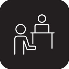 Consultation Business people icon with black filled line style. service, consulting, strategy, planning, communication, support, management. Vector illustration