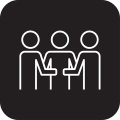 Work Group Business people icon with black filled line style. team, partnership, organization, social, meeting, member, corporate. Vector illustration
