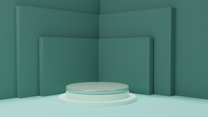 Blue 3D Podium Render