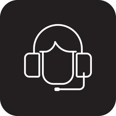 Support Business people icon with black filled line style. help, customer, service, information, call, contact, phone. Vector illustration