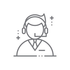 Customer Service Business people icon with black outline style. support, chat, call, contact, center, online, assistant. Vector illustration