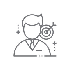 Achieve Business people icons with black outline style. success, competition, goal, approval, quality, progress, performance. Vector illustration