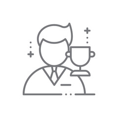 Winner Business people icon with black outline style. success, achievement, award, champion, win, reward, star. Vector illustration