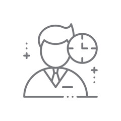 Personal Hour Business people icon with black outline style. people, work, time, man, job, clock, schedule. Vector illustration