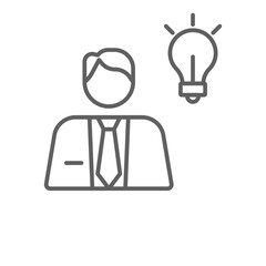 RnD Business people icons with black outline style. design, innovation, creative, analysis, graphic, plan, idea. Vector illustration